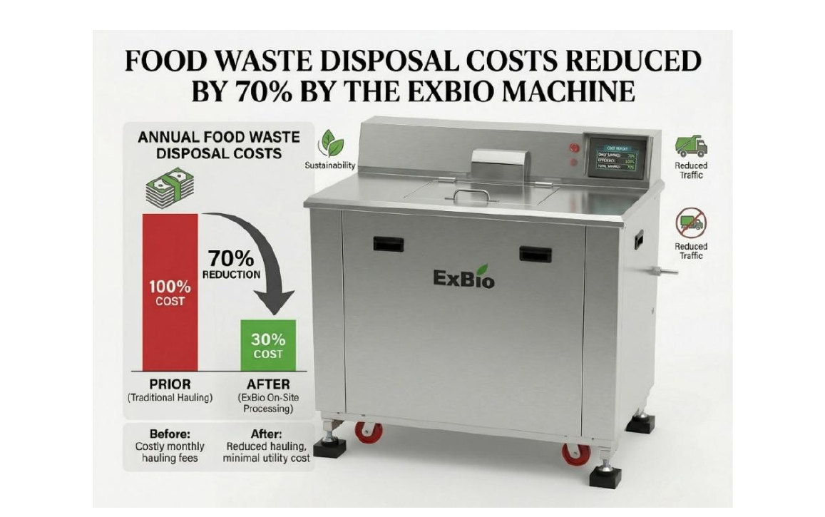 Food Waste Disposal Costs Reduced by 70% by the EXBIO Food Digester Machine